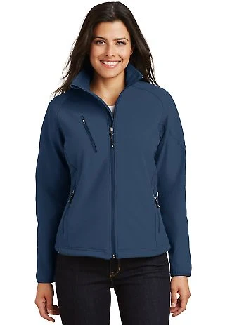 Port Authority Ladies Textured Soft Shell Jacket L in Insignia blue front view