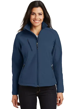 Port Authority Ladies Textured Soft Shell Jacket L Insignia Blue front view