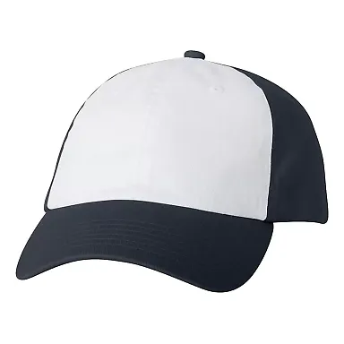 Valucap VC300 Adult Washed Dad Hat White/ Navy front view