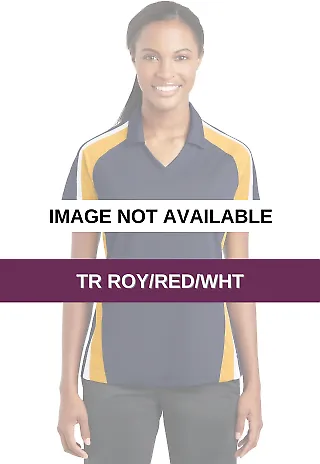 Sport Tek Ladies Tricolor Micropique Sport Wick Po Tr Roy/Red/Wht front view