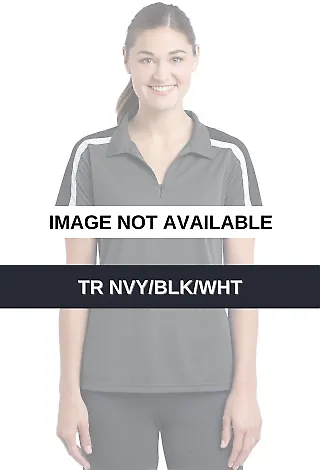 Sport Tek Ladies Tricolor Shoulder Micropique Spor Tr Nvy/Blk/Wht front view