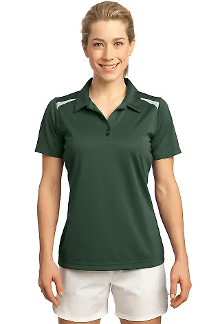 Sport Tek Ladies Vector Sport Wick Polo LST670 Forest Grn/Wht front view