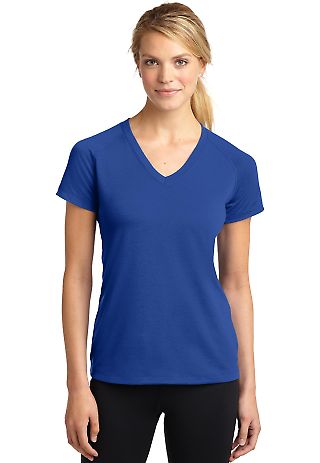 Sport Tek Ladies Ultimate Performance V Neck LST70 in True royal front view