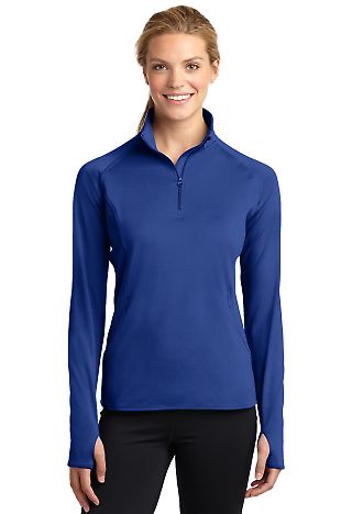 LST850 Sport Tek Ladies Sport Wick Stretch Zip Pul in True royal front view