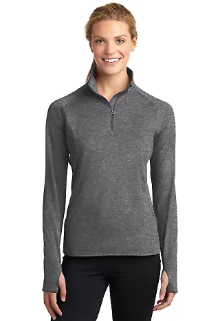 LST850 Sport Tek Ladies Sport Wick Stretch Zip Pul Charcoal Gy He front view