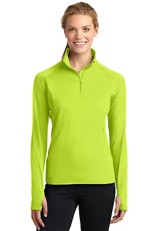 LST850 Sport Tek Ladies Sport Wick Stretch Zip Pul Charge Green front view