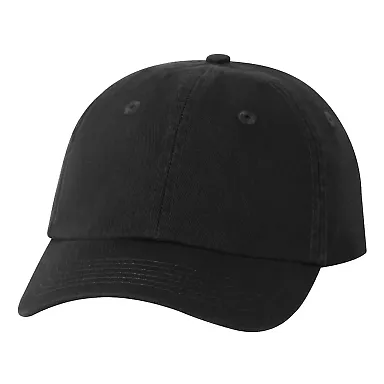 Valucap VC300Y Washed Twill Women/Youth Dad Hat Black front view