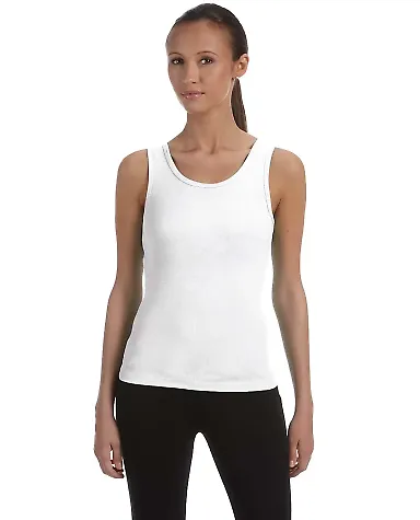 BELLA 1080 Womens Ribbed Tank Top WHITE front view