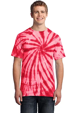 Port  Company Essential Tie Dye Tee PC147 Red front view