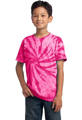 Port & Company Youth Essential Tie Dye Tee PC147Y Pink front view
