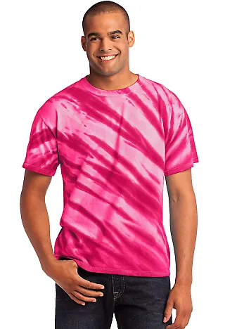 Port  Company Essential Tiger Stripe Tie Dye Tee P Pink front view