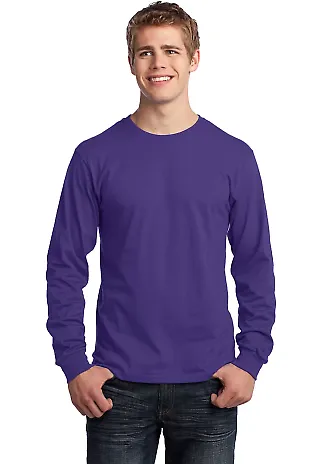 Port  Company Long Sleeve 54 oz 100 Cotton T Shirt Purple front view