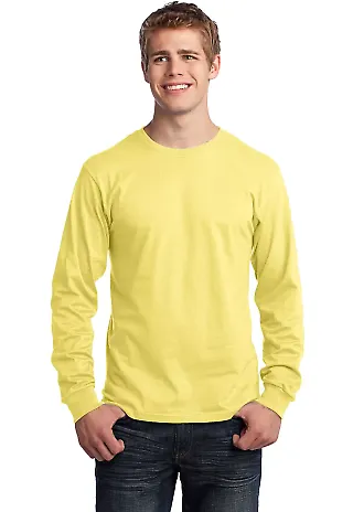 Port  Company Long Sleeve 54 oz 100 Cotton T Shirt Yellow front view
