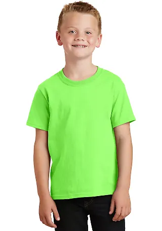 Port & Company Youth 5.4 oz 100 Cotton T Shirt PC5 Neon Green front view
