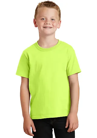 Port & Company Youth 5.4 oz 100 Cotton T Shirt PC5 Neon Yellow front view