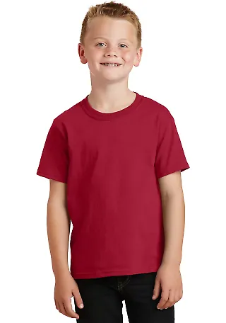 Port & Company Youth 5.4 oz 100 Cotton T Shirt PC5 Red front view