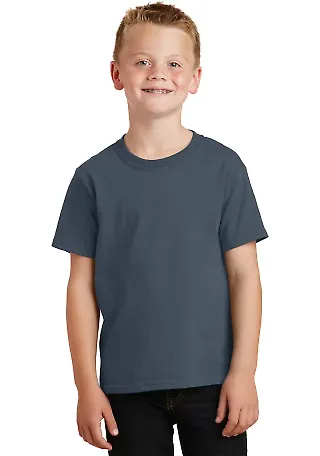 Port & Company Youth 5.4 oz 100 Cotton T Shirt PC5 Steel Blue front view