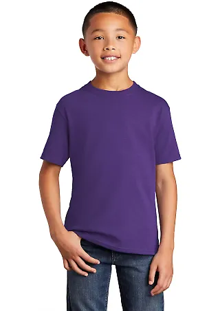 Port & Company Youth 5.4 oz 100 Cotton T Shirt PC5 Team Purple front view