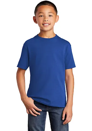 Port & Company Youth 5.4 oz 100 Cotton T Shirt PC5 True Royal front view