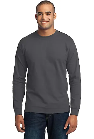 Port  Company Long Sleeve 5050 CottonPoly T Shirt  Charcoal front view