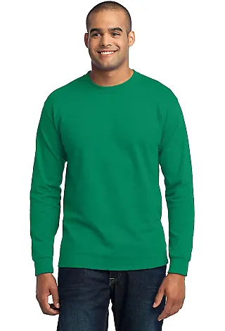 Port  Company Long Sleeve 5050 CottonPoly T Shirt  Kelly front view