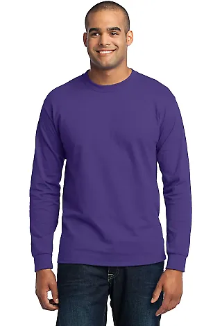 Port  Company Long Sleeve 5050 CottonPoly T Shirt  Purple front view