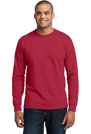 Port  Company Long Sleeve 5050 CottonPoly T Shirt  Red front view
