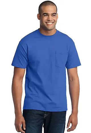 Port Company 5050 CottonPoly T Shirt with Pocket Royal front view