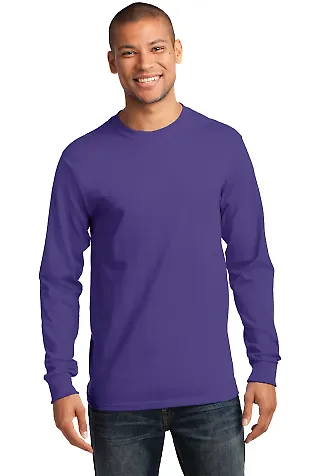 Port  Company Long Sleeve Essential T Shirt PC61LS Purple front view
