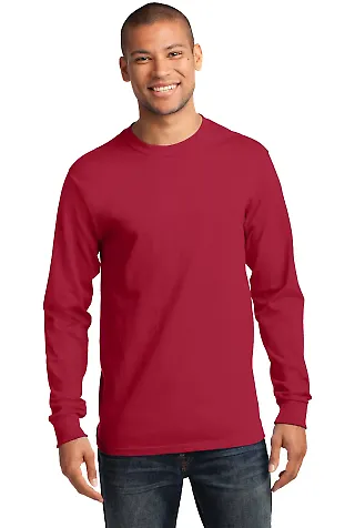 Port  Company Long Sleeve Essential T Shirt PC61LS Red front view