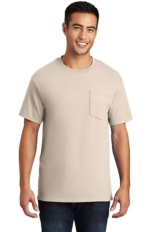 Port & Company Essential T Shirt with Pocket PC61P in Natural front view