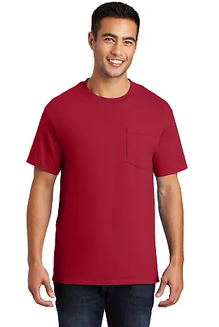 Port & Company Essential T Shirt with Pocket PC61P in Red front view