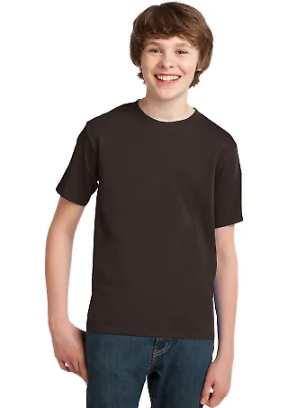 Port & Company Youth Essential T Shirt PC61Y Dk Choc Brown front view