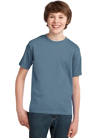 Port & Company Youth Essential T Shirt PC61Y Stonewshd Blue front view