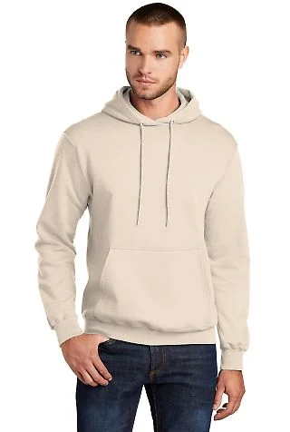 Port & Company Classic Pullover Hooded Sweatshirt in Natural front view