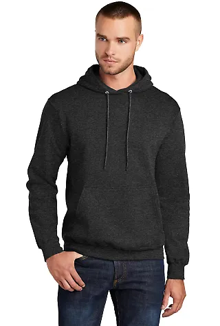 Port & Company Classic Pullover Hooded Sweatshirt  in Blkhthr front view