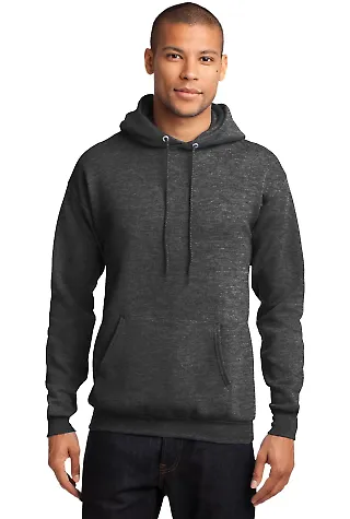 Port & Company Classic Pullover Hooded Sweatshirt  in Dk hthr grey front view