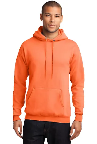Port & Company Classic Pullover Hooded Sweatshirt  in Neon orange front view