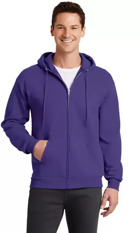 Port  Company Classic Full Zip Hooded Sweatshirt P Purple front view