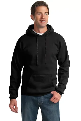 Port & Company Ultimate Pullover Hooded Sweatshirt in Jet black front view