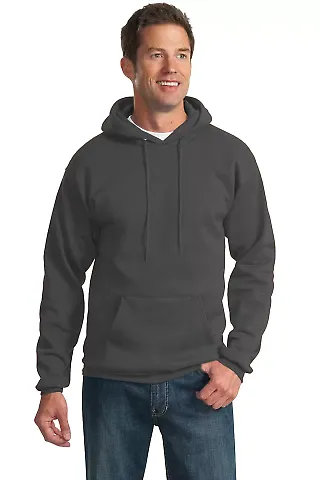 Port & Company Ultimate Pullover Hooded Sweatshirt in Charcoal front view