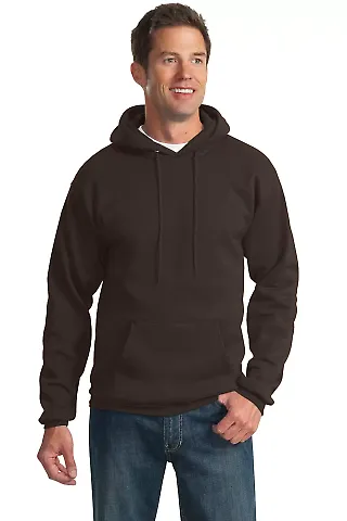 Port & Company Ultimate Pullover Hooded Sweatshirt in Dk choc brown front view