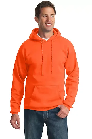 Port & Company Ultimate Pullover Hooded Sweatshirt in Safety orange front view