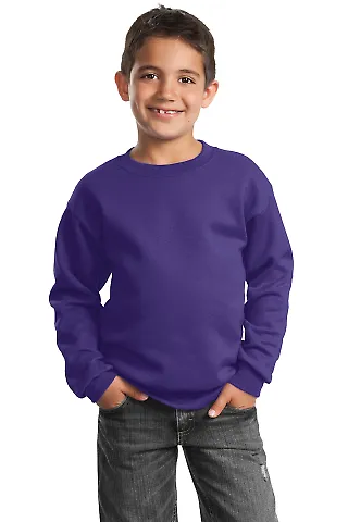 Port & Company Youth Crewneck Sweatshirt PC90Y Purple front view