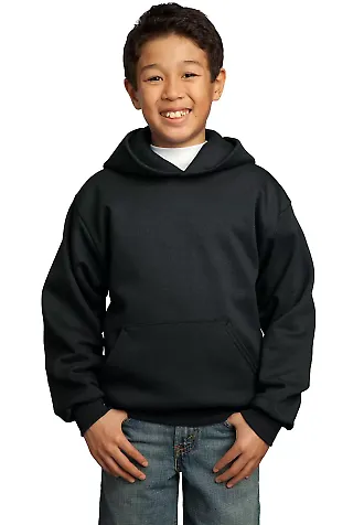 Port  Company Youth Pullover Hooded Sweatshirt PC9 Jet Black front view