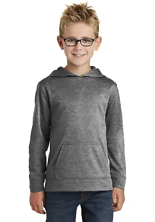 Port  Company Youth Pullover Hooded Sweatshirt PC9 Graphite Hthr front view
