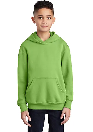 Port  Company Youth Pullover Hooded Sweatshirt PC9 Lime front view