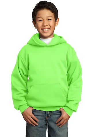 Port  Company Youth Pullover Hooded Sweatshirt PC9 Neon Green front view
