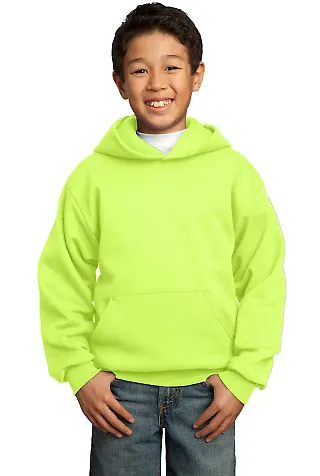 Port  Company Youth Pullover Hooded Sweatshirt PC9 Neon Yellow front view