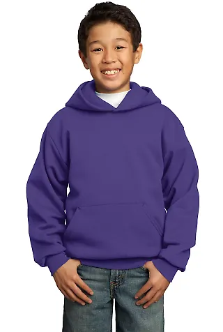 Port  Company Youth Pullover Hooded Sweatshirt PC9 Purple front view